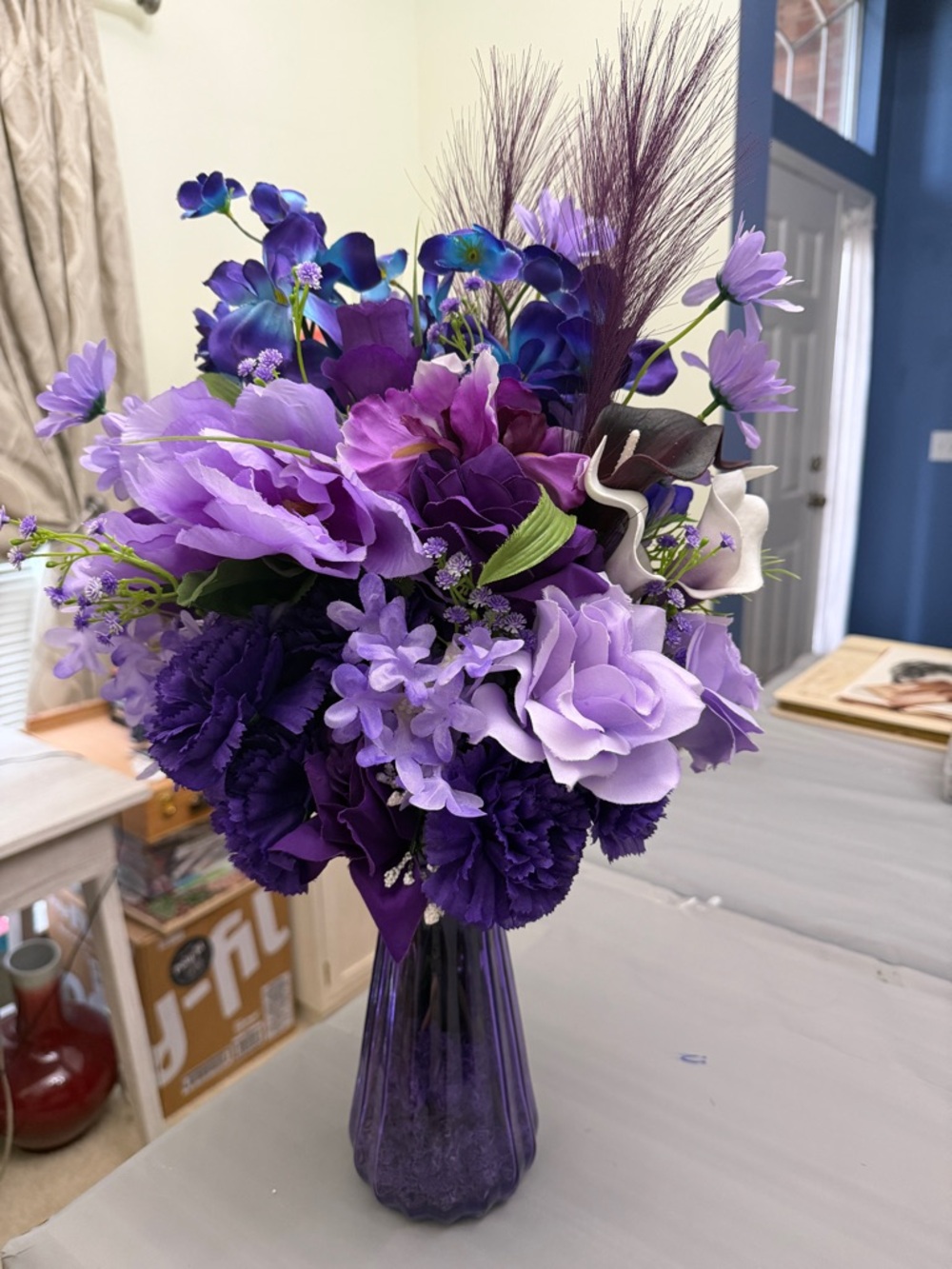 Elegant Purple Artificial Flower Arrangement